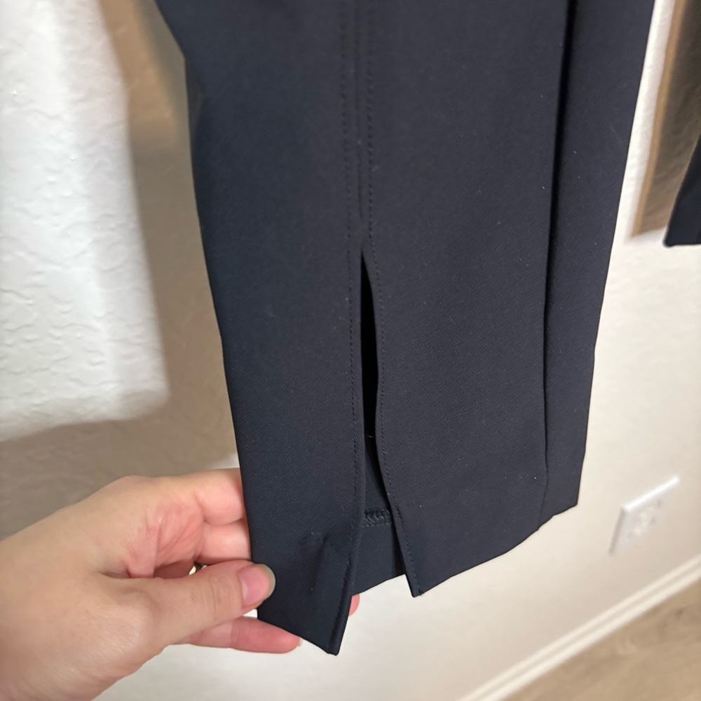 Theory Slit Stretch Scuba Kenett Black Legging Pants Size 4 - Picture 6 of 10